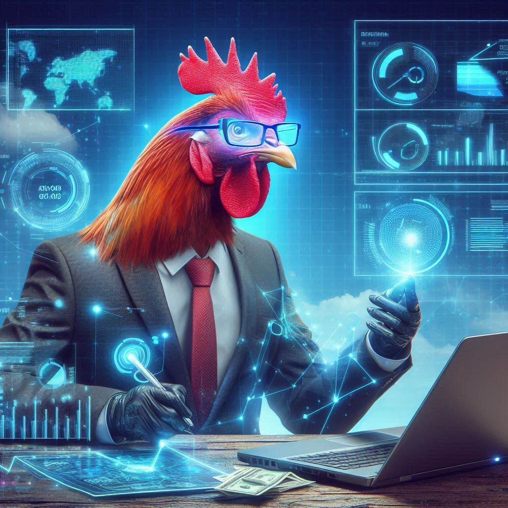 AI-generated chicken analyzing data